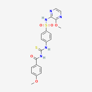 molecular formula C20H19N5O5S2 B3862444 4-methoxy-N-{[(4-{[(3-methoxy-2-pyrazinyl)amino]sulfonyl}phenyl)amino]carbonothioyl}benzamide 