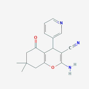 molecular formula C17H17N3O2 B386251 2-Amino-7,7-dimethyl-5-oxo-4-(3-pyridinyl)-5,6,7,8-tetrahydro-4H-chromene-3-carbonitrile CAS No. 302326-16-5