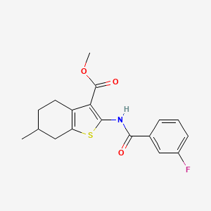 molecular formula C18H18FNO3S B3862511 methyl 2-[(3-fluorobenzoyl)amino]-6-methyl-4,5,6,7-tetrahydro-1-benzothiophene-3-carboxylate CAS No. 5537-95-1