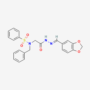 molecular formula C23H21N3O5S B3862517 N-{2-[2-(1,3-benzodioxol-5-ylmethylene)hydrazino]-2-oxoethyl}-N-benzylbenzenesulfonamide 