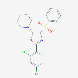 molecular formula C20H18Cl2N2O3S B386254 2-(2,4-Dichlorophenyl)-4-(phenylsulfonyl)-5-(piperidin-1-yl)oxazole 