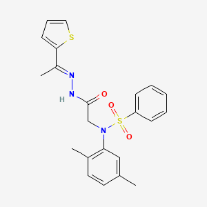 molecular formula C22H23N3O3S2 B3862612 N-(2,5-dimethylphenyl)-N-(2-oxo-2-{2-[1-(2-thienyl)ethylidene]hydrazino}ethyl)benzenesulfonamide 