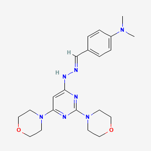 molecular formula C21H29N7O2 B3862629 4-(dimethylamino)benzaldehyde (2,6-di-4-morpholinyl-4-pyrimidinyl)hydrazone 