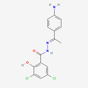 molecular formula C15H13Cl2N3O2 B3862648 N'-[1-(4-aminophenyl)ethylidene]-3,5-dichloro-2-hydroxybenzohydrazide 