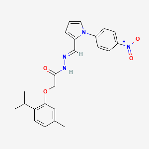 molecular formula C23H24N4O4 B3862654 2-(2-isopropyl-5-methylphenoxy)-N'-{[1-(4-nitrophenyl)-1H-pyrrol-2-yl]methylene}acetohydrazide 