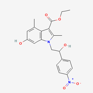 molecular formula C21H22N2O6 B3862692 ethyl 6-hydroxy-1-[2-hydroxy-2-(4-nitrophenyl)ethyl]-2,4-dimethyl-1H-indole-3-carboxylate 