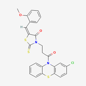 molecular formula C26H19ClN2O3S3 B3862709 3-[3-(2-chloro-10H-phenothiazin-10-yl)-3-oxopropyl]-5-(2-methoxybenzylidene)-2-thioxo-1,3-thiazolidin-4-one 