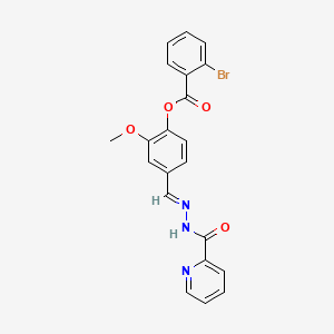 molecular formula C21H16BrN3O4 B3862803 2-methoxy-4-[2-(2-pyridinylcarbonyl)carbonohydrazonoyl]phenyl 2-bromobenzoate 