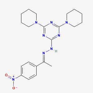 molecular formula C21H28N8O2 B3862858 1-(4-nitrophenyl)ethanone (4,6-di-1-piperidinyl-1,3,5-triazin-2-yl)hydrazone 