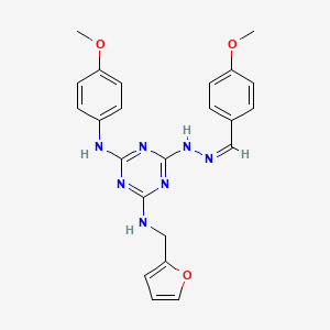 molecular formula C23H23N7O3 B3862874 4-methoxybenzaldehyde {4-[(2-furylmethyl)amino]-6-[(4-methoxyphenyl)amino]-1,3,5-triazin-2-yl}hydrazone 