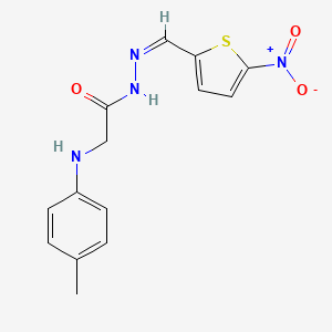 molecular formula C14H14N4O3S B3862892 2-[(4-methylphenyl)amino]-N'-[(5-nitro-2-thienyl)methylene]acetohydrazide 