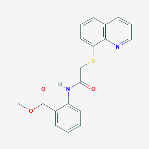 molecular formula C19H16N2O3S B386293 Methyl 2-{[(8-quinolinylsulfanyl)acetyl]amino}benzoate 