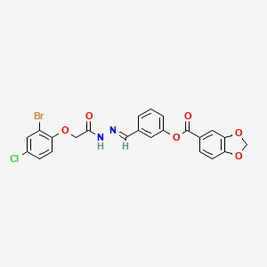 molecular formula C23H16BrClN2O6 B3862939 3-{2-[(2-bromo-4-chlorophenoxy)acetyl]carbonohydrazonoyl}phenyl 1,3-benzodioxole-5-carboxylate 