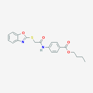 molecular formula C20H20N2O4S B386294 Butyl 4-(2-benzoxazol-2-ylthioacetylamino)benzoate CAS No. 296273-73-9