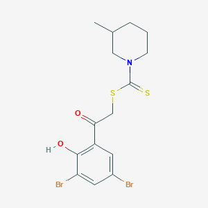 molecular formula C15H17Br2NO2S2 B3862958 2-(3,5-dibromo-2-hydroxyphenyl)-2-oxoethyl 3-methyl-1-piperidinecarbodithioate 