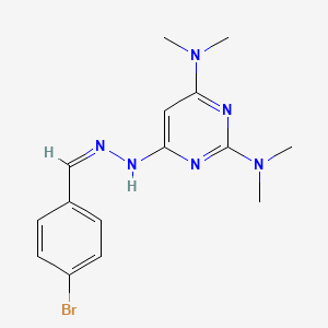 molecular formula C15H19BrN6 B3862995 4-bromobenzaldehyde [2,6-bis(dimethylamino)-4-pyrimidinyl]hydrazone 