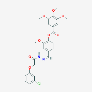 molecular formula C26H25ClN2O8 B3863029 4-{2-[(3-chlorophenoxy)acetyl]carbonohydrazonoyl}-2-methoxyphenyl 3,4,5-trimethoxybenzoate 