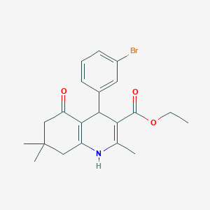 molecular formula C21H24BrNO3 B386307 1,4,5,6,7,8-Hexahydro-2,7,7-trimethyl-4-(3-bromophenyl)-5-oxoquinoline-3-carboxylic acid ethyl ester 