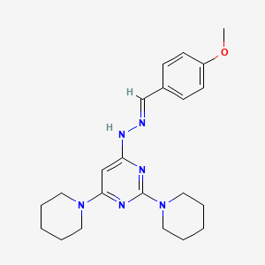molecular formula C22H30N6O B3863070 4-methoxybenzaldehyde (2,6-di-1-piperidinyl-4-pyrimidinyl)hydrazone 