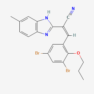 molecular formula C20H17Br2N3O B3863084 3-(3,5-dibromo-2-propoxyphenyl)-2-(5-methyl-1H-benzimidazol-2-yl)acrylonitrile 