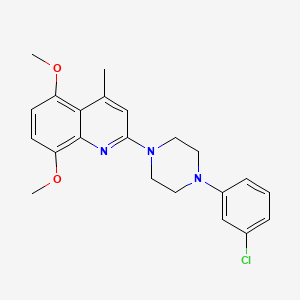 molecular formula C22H24ClN3O2 B3863096 2-[4-(3-chlorophenyl)-1-piperazinyl]-5,8-dimethoxy-4-methylquinoline 