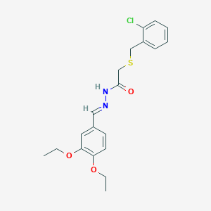 molecular formula C20H23ClN2O3S B3863105 2-[(2-chlorobenzyl)thio]-N'-(3,4-diethoxybenzylidene)acetohydrazide 