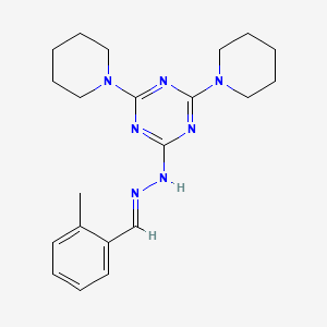 molecular formula C21H29N7 B3863143 2-methylbenzaldehyde (4,6-di-1-piperidinyl-1,3,5-triazin-2-yl)hydrazone CAS No. 5541-63-9