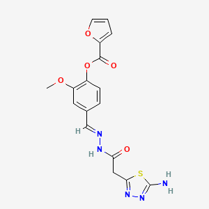 molecular formula C17H15N5O5S B3863175 4-{2-[(5-amino-1,3,4-thiadiazol-2-yl)acetyl]carbonohydrazonoyl}-2-methoxyphenyl 2-furoate 