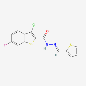 3-chloro-6-fluoro-N'-(2-thienylmethylene)-1-benzothiophene-2-carbohydrazide