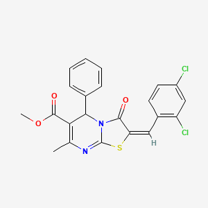 molecular formula C22H16Cl2N2O3S B3863207 methyl 2-(2,4-dichlorobenzylidene)-7-methyl-3-oxo-5-phenyl-2,3-dihydro-5H-[1,3]thiazolo[3,2-a]pyrimidine-6-carboxylate 