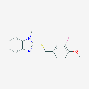 molecular formula C16H15FN2OS B386321 2-[(3-fluoro-4-methoxybenzyl)sulfanyl]-1-methyl-1H-benzimidazole CAS No. 423734-72-9