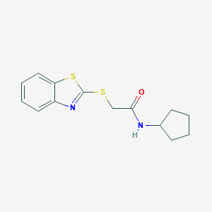 molecular formula C14H16N2OS2 B386323 2-(1,3-benzothiazol-2-ylsulfanyl)-N-cyclopentylacetamide CAS No. 313067-68-4