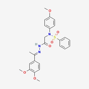 molecular formula C25H27N3O6S B3863238 N-(2-{2-[1-(3,4-dimethoxyphenyl)ethylidene]hydrazino}-2-oxoethyl)-N-(4-methoxyphenyl)benzenesulfonamide 
