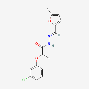 molecular formula C15H15ClN2O3 B3863281 2-(3-chlorophenoxy)-N'-[(5-methyl-2-furyl)methylene]propanohydrazide 