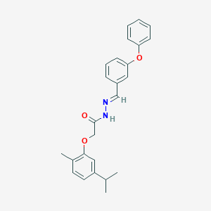 molecular formula C25H26N2O3 B3863308 2-(5-isopropyl-2-methylphenoxy)-N'-(3-phenoxybenzylidene)acetohydrazide 