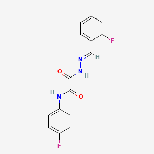 molecular formula C15H11F2N3O2 B3863316 2-[2-(2-fluorobenzylidene)hydrazino]-N-(4-fluorophenyl)-2-oxoacetamide 