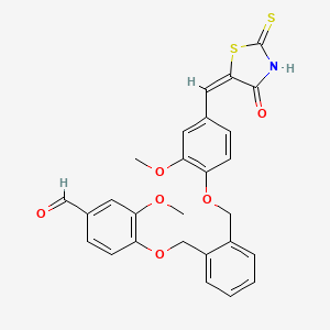 3-methoxy-4-{[2-({2-methoxy-4-[(4-oxo-2-thioxo-1,3-thiazolidin-5-ylidene)methyl]phenoxy}methyl)benzyl]oxy}benzaldehyde