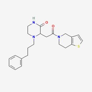 molecular formula C22H27N3O2S B3863365 3-[2-(6,7-dihydrothieno[3,2-c]pyridin-5(4H)-yl)-2-oxoethyl]-4-(3-phenylpropyl)-2-piperazinone 