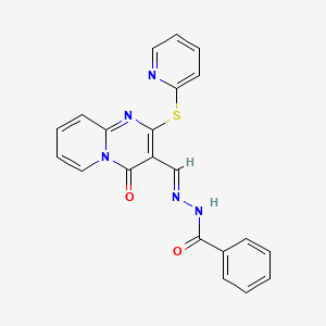 molecular formula C21H15N5O2S B3863370 N'-{[4-oxo-2-(2-pyridinylthio)-4H-pyrido[1,2-a]pyrimidin-3-yl]methylene}benzohydrazide 