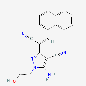 molecular formula C19H15N5O B3863381 5-amino-3-[1-cyano-2-(1-naphthyl)vinyl]-1-(2-hydroxyethyl)-1H-pyrazole-4-carbonitrile 