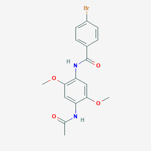molecular formula C17H17BrN2O4 B386341 N-[4-(acetylamino)-2,5-dimethoxyphenyl]-4-bromobenzamide 