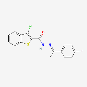 molecular formula C17H12ClFN2OS B3863421 3-chloro-N'-[1-(4-fluorophenyl)ethylidene]-1-benzothiophene-2-carbohydrazide 