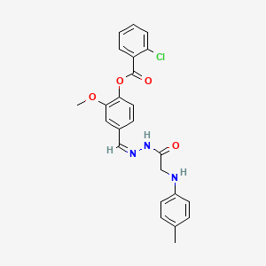 molecular formula C24H22ClN3O4 B3863448 2-methoxy-4-(2-{[(4-methylphenyl)amino]acetyl}carbonohydrazonoyl)phenyl 2-chlorobenzoate 
