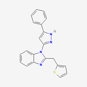molecular formula C21H16N4S B3863455 1-(3-phenyl-1H-pyrazol-5-yl)-2-(2-thienylmethyl)-1H-benzimidazole 
