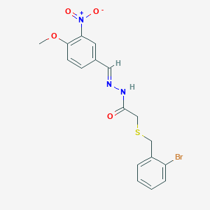 molecular formula C17H16BrN3O4S B3863482 2-[(2-bromobenzyl)thio]-N'-(4-methoxy-3-nitrobenzylidene)acetohydrazide CAS No. 5543-40-8