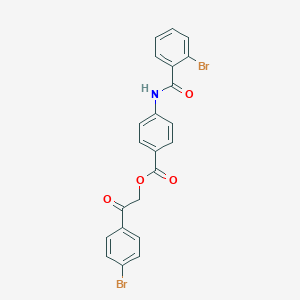 molecular formula C22H15Br2NO4 B386356 4-(2-Bromo-benzoylamino)-benzoic acid 2-(4-bromo-phenyl)-2-oxo-ethyl ester 