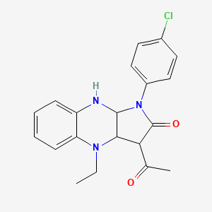 3-acetyl-1-(4-chlorophenyl)-4-ethyl-1,3,3a,4,9,9a-hexahydro-2H-pyrrolo[2,3-b]quinoxalin-2-one