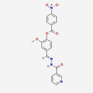 molecular formula C21H16N4O6 B3863629 2-methoxy-4-[2-(3-pyridinylcarbonyl)carbonohydrazonoyl]phenyl 4-nitrobenzoate 