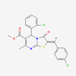 molecular formula C22H16Cl2N2O3S B3863642 methyl 2-(4-chlorobenzylidene)-5-(2-chlorophenyl)-7-methyl-3-oxo-2,3-dihydro-5H-[1,3]thiazolo[3,2-a]pyrimidine-6-carboxylate CAS No. 5544-31-0