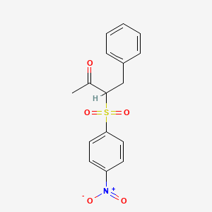 molecular formula C16H15NO5S B3863646 3-[(4-nitrophenyl)sulfonyl]-4-phenyl-2-butanone 